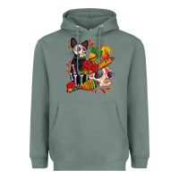 Sage mexican dead day with skeleton cat Heavyweight Hoodie - AdoDesignShop