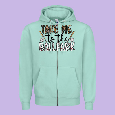 Take Me To The Ballpark Zipper Hoodie Designed By Cowhidedigitalart