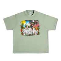 Oil Green Easter Farm With Bunnies Urban Heavy Tee - RanaPortraitStore