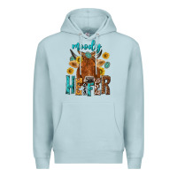 Blue Mist moody cow Premium Hoodie - NancyCooperArtShop