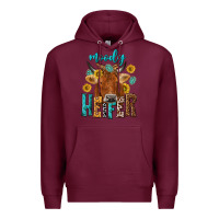 Burgundy moody cow Premium Hoodie - NancyCooperArtShop