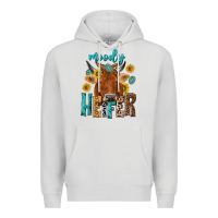Dove Grey moody cow Premium Hoodie - NancyCooperArtShop