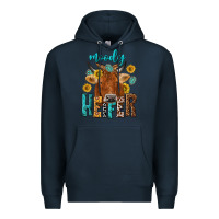 Navy moody cow Premium Hoodie - NancyCooperArtShop