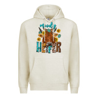 Oatmeal Heather moody cow Premium Hoodie - NancyCooperArtShop