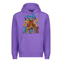 Purple moody cow Premium Hoodie - NancyCooperArtShop
