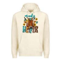 Sandshell moody cow Premium Hoodie - NancyCooperArtShop