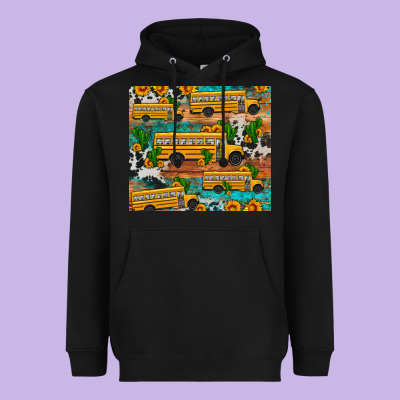 School Bus Cactus Sunflower Heavyweight Hoodie Designed By Artiststas