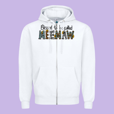 Blessed Meemaw Zipper Hoodie Designed By Cowhidedigitalart