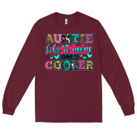 Burgundy auntie like a mom only cooler Long Sleeve Tee - Zillion Design Studio