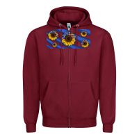 Burgundy american flag sunflowers 16oz libbey cup Zipper Hoodie - HRA Design Shop