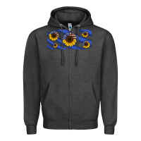 Charcoal Heather american flag sunflowers 16oz libbey cup Zipper Hoodie - HRA Design Shop