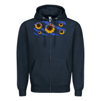 Navy american flag sunflowers 16oz libbey cup Zipper Hoodie - HRA Design Shop