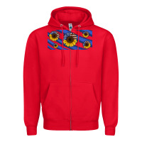 Red american flag sunflowers 16oz libbey cup Zipper Hoodie - HRA Design Shop