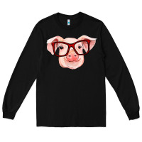 Black pig with red glasses Long Sleeve Tee - RanaPortraitStore