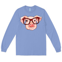 Colony Blue pig with red glasses Long Sleeve Tee - RanaPortraitStore