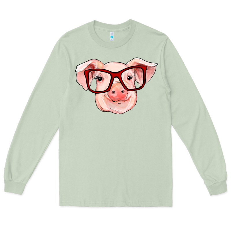 Pig With Red Glasses Long Sleeve Tee by RanaPortraitStore | Teevron