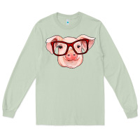 Matcha pig with red glasses Long Sleeve Tee - RanaPortraitStore