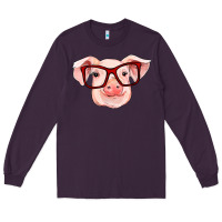 Plum pig with red glasses Long Sleeve Tee - RanaPortraitStore