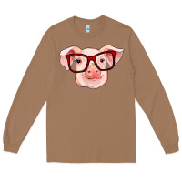Toasted Coconut pig with red glasses Long Sleeve Tee - RanaPortraitStore