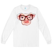 White pig with red glasses Long Sleeve Tee - RanaPortraitStore