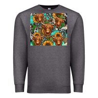 Charcoal Heather long haired shaggy cow western Premium Sweatshirt - Jasminsmagicworld