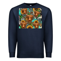 Navy long haired shaggy cow western Premium Sweatshirt - Jasminsmagicworld