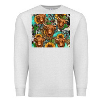 Oatmeal Heather long haired shaggy cow western Premium Sweatshirt - Jasminsmagicworld