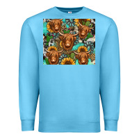 Ocean Blue long haired shaggy cow western Premium Sweatshirt - Jasminsmagicworld