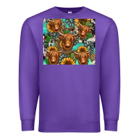 Purple long haired shaggy cow western Premium Sweatshirt - Jasminsmagicworld