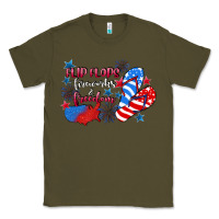 Army Green Flip flops fireworks & freedom 4th of july Classic Tee - CowGirlArtShop