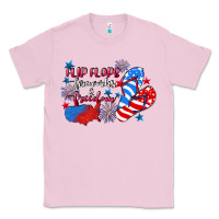 Bubblegum Pink Flip flops fireworks & freedom 4th of july Classic Tee - CowGirlArtShop