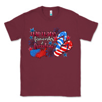Burgundy Flip flops fireworks & freedom 4th of july Classic Tee - CowGirlArtShop