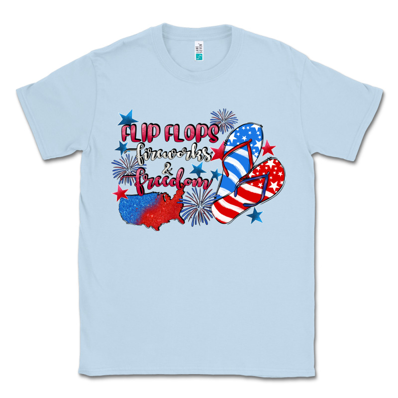Flip Flops Fireworks & Freedom 4th Of July Classic Tee by CowGirlArtShop | Teevron