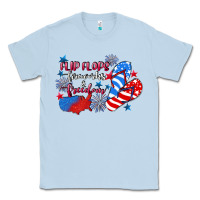 Dusty Blue Flip flops fireworks & freedom 4th of july Classic Tee - CowGirlArtShop