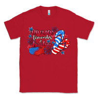 Red Flip flops fireworks & freedom 4th of july Classic Tee - CowGirlArtShop