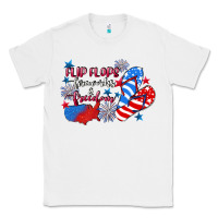 White Flip flops fireworks & freedom 4th of july Classic Tee - CowGirlArtShop