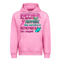 Fuchsia Pink Support The Lighters Admire The Survivors Remember The Angels Urban Hoodie - BundleAndBundleShop