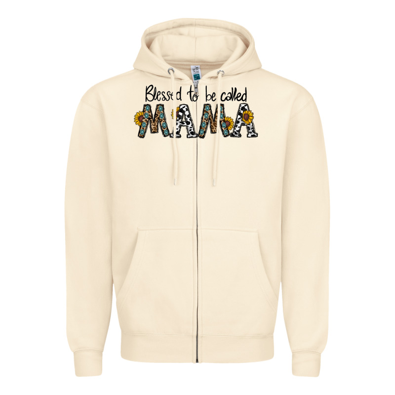 Blessed To Be Called Mama Zipper Hoodie by CowhideDigitalArt | Teevron