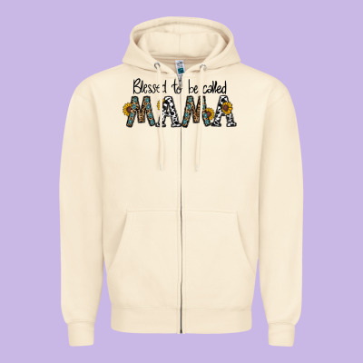 Blessed To Be Called Mama Zipper Hoodie Designed By Cowhidedigitalart