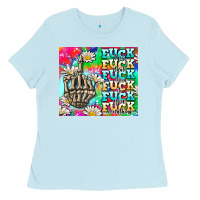Baby Blue fuck everything skeletons Ladies Tee - AdoDesignShop