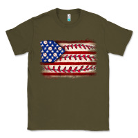 Army Green Baseball American flag Classic Tee - Neo Western