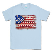Dusty Blue Baseball American flag Classic Tee - Neo Western