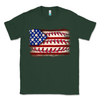 Sports Green Baseball American flag Classic Tee - Neo Western