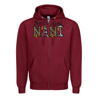 Burgundy blessed to be called nanı Zipper Hoodie - CowhideDigitalArt