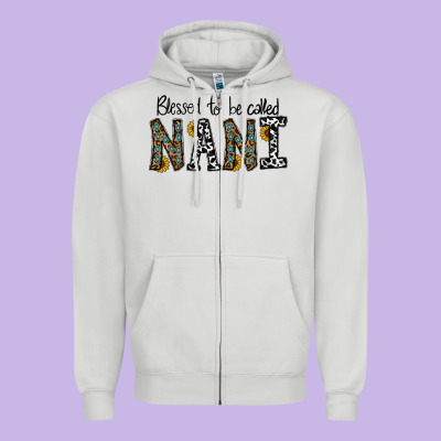 Blessed To Be Called Nanı Zipper Hoodie Designed By Cowhidedigitalart