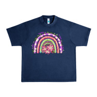 Navy Easter Floral Spring Rainbow Urban Heavy Tee - RanaPortraitStore