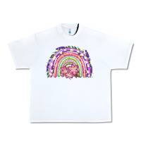 White Easter Floral Spring Rainbow Urban Heavy Tee - RanaPortraitStore