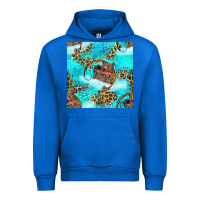 Cobalt Mama Bear Hunting Fish With Leopard Seamless Pattern Urban Hoodie - BundleAndBundleShop