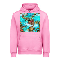 Fuchsia Pink Mama Bear Hunting Fish With Leopard Seamless Pattern Urban Hoodie - BundleAndBundleShop