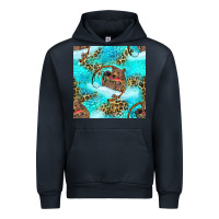 Navy Mama Bear Hunting Fish With Leopard Seamless Pattern Urban Hoodie - BundleAndBundleShop